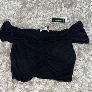 Express black off the shoulder crop top